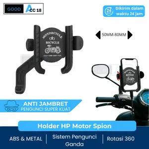 Holder Hp Spion Motor Penguncian Ganda Anti Maling Dudukan Penyangga Handphone Motor Kokoh Stabil 360 Rotasi Universal