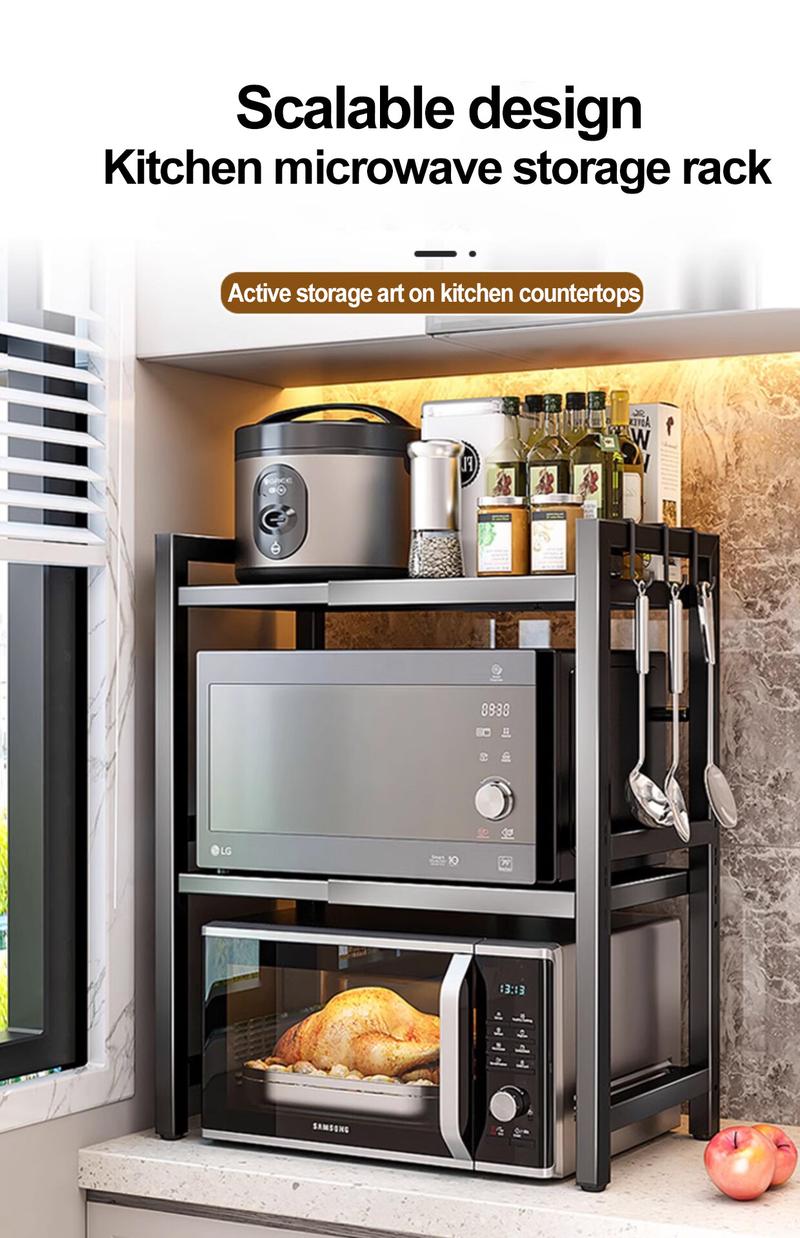 Product Introduction of Microwave Rack Oven Rack Shelf Kitchen Storage Rack Stainless Steel Cooker Rack Organizer Rak Dapur 9