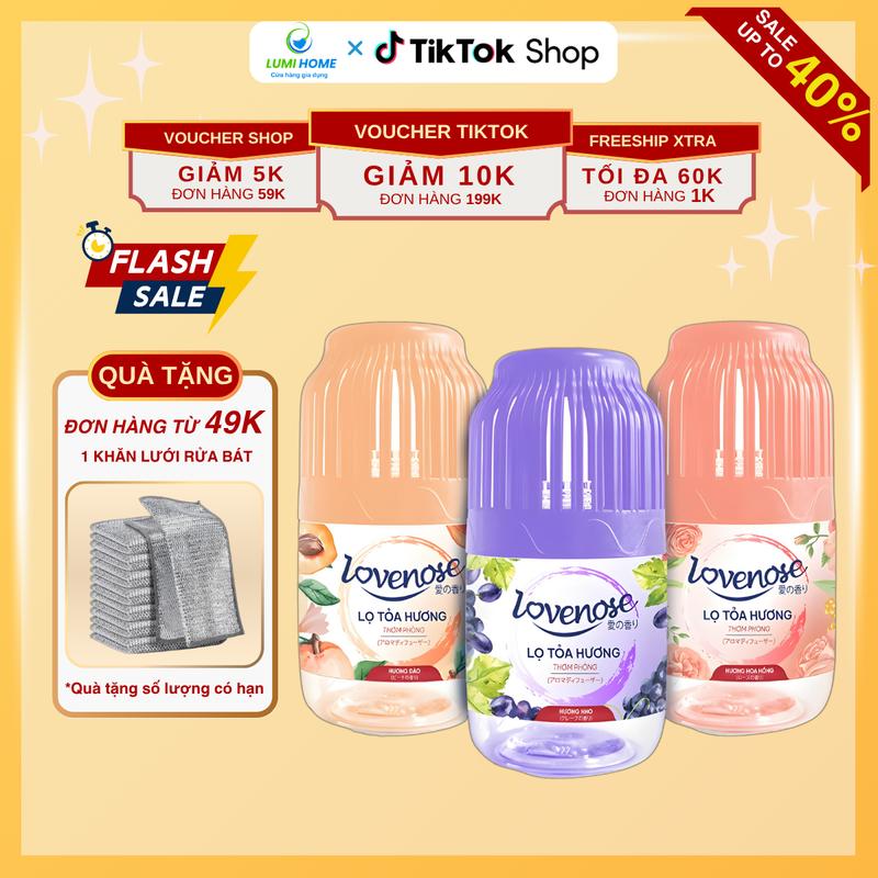 Lọ tỏa hương Lovenose 180ml - Tinh dầu thiên nhiên thơm mát dễ chịu