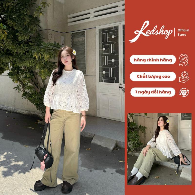 Red Shop Áo Babydoll Thêu Hoa Nổi 308006 2 Lớp Chất Ren Phong Cách Hàn Quốc Size S M L Corset2025 OOTD LocalBrand