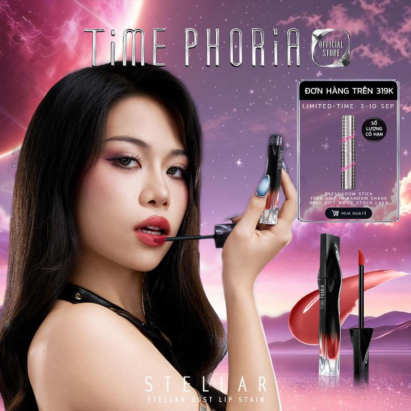 [Chính]TIME PHORIA - Son tint lì STELLAR DUST 5ML |     Son tint bóng lì |     Trang điểm chuẩn màu lâu trôi