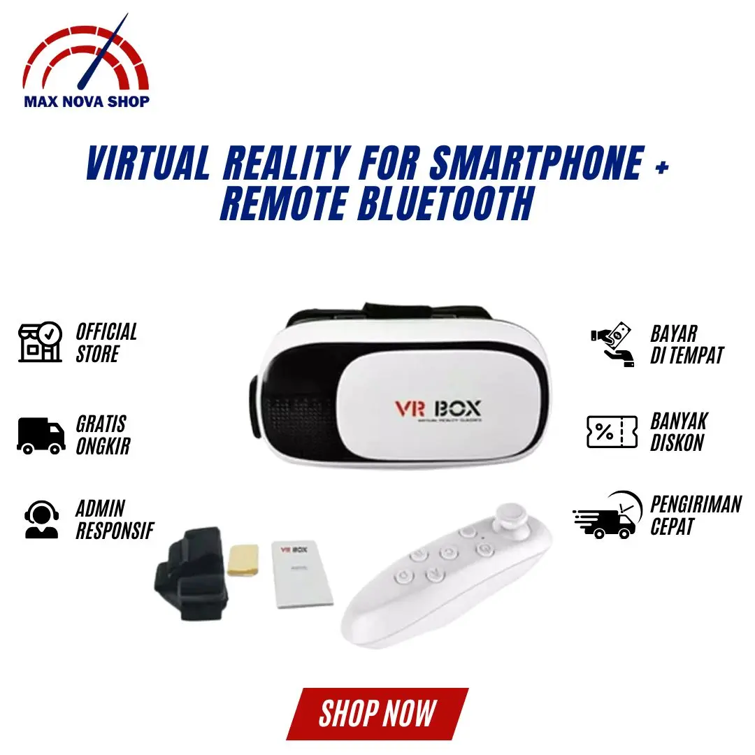 [BONUS REMOTE] MAX COD Paket Virtual Reality For Smartphone + Remote Bluetooth / 3D Glasses Virtual Reality 3D VR BOX gen 2VR BOX 2.0 Free Remote