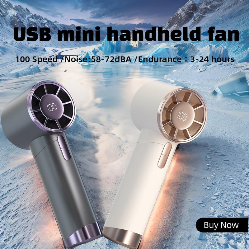 Quạt tốc độ cao Cầm Tay USB Mini, Hàng mới về năm 2024, với 100 bánh răng tốc độ, Màn hình kỹ thuật số, Có Thể Sạc Lại 3000mAh, Động cơ không chổi than, Thích hợp cho các môn thể thao ngoài trời