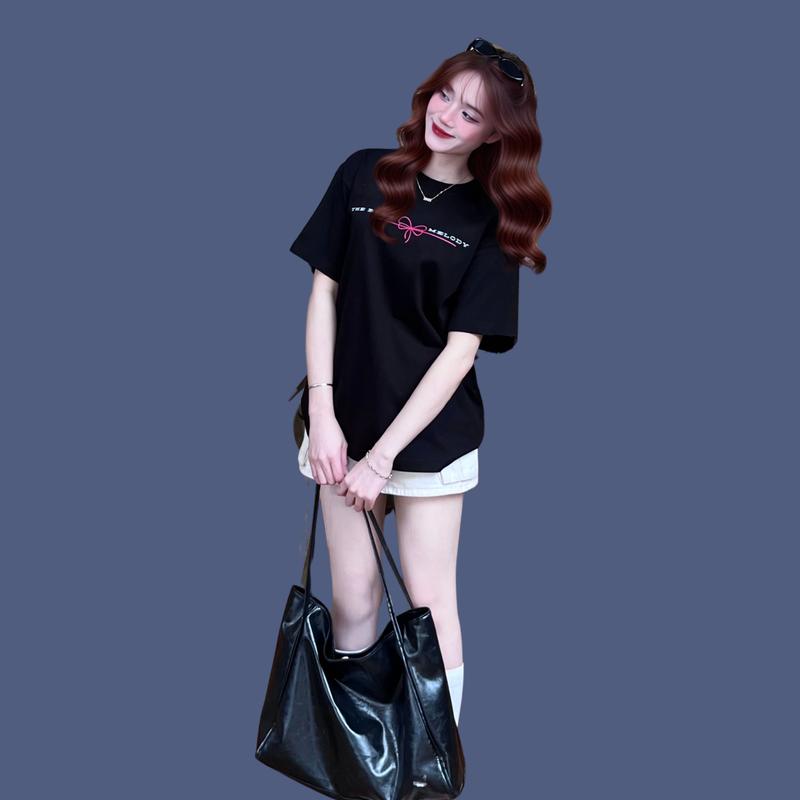 Áo phông WEINS, mẫu Best Melody, áo thun form rộng hottrend 2025 nữ, cổ tròn basic, vải  cotton compact extra co giãn 2 chiều thấm hút chất lượng cao cho nữ Menswear