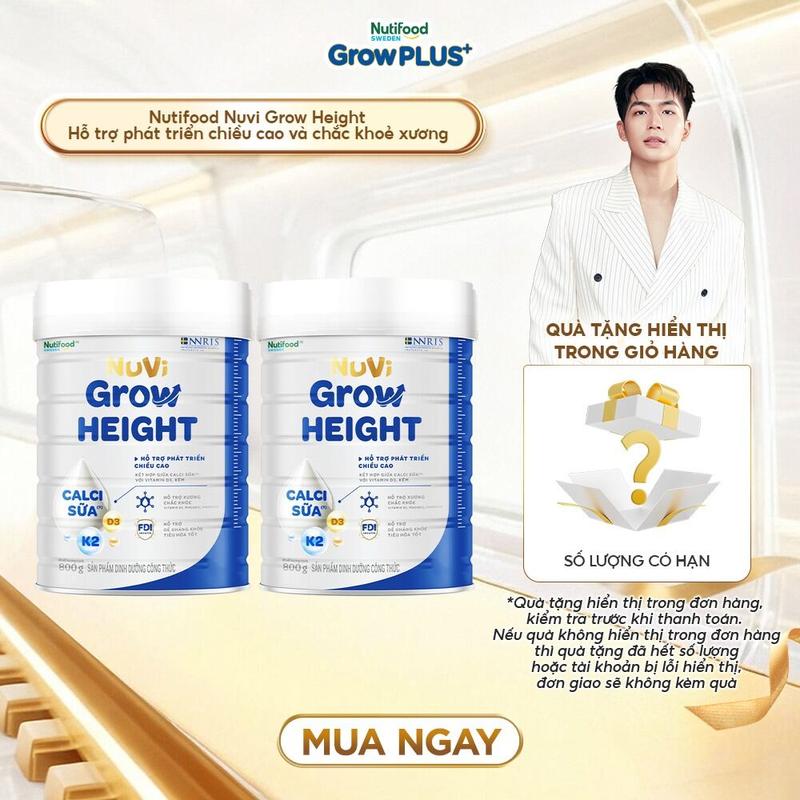 Combo 2 Sữa Bột Nuvi Grow Height + phát triển chiều cao Lon 800g