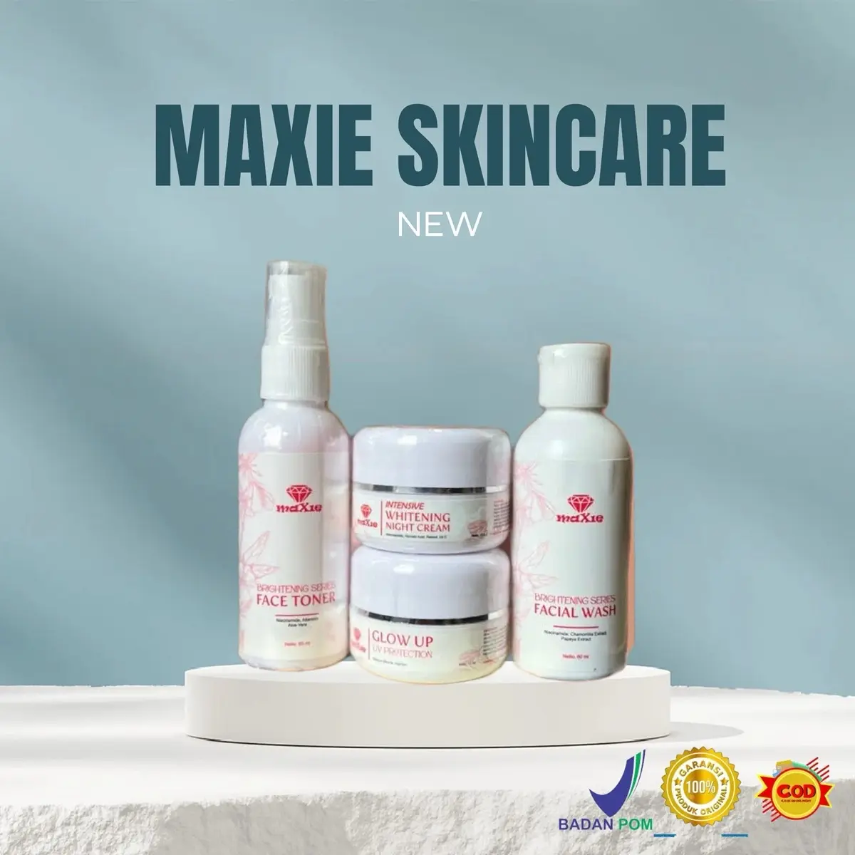MAXIE GLOW SKINCARE KEMASAN TERBARU Kering Kusam Mencerahkan Perawatan Wajah Berminyak Kusam Kering