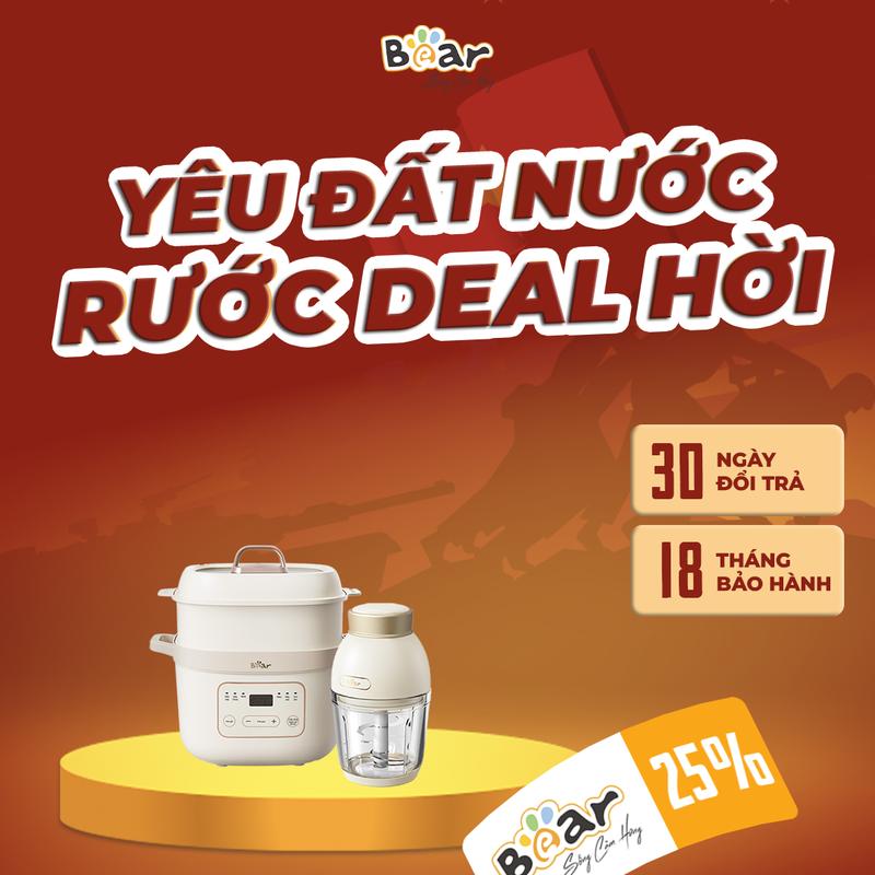 Combo: Nồi nấu chậm Bear 1.6L + Máy xay ăn dặm Bear 0.6L - HuDan Mart Store