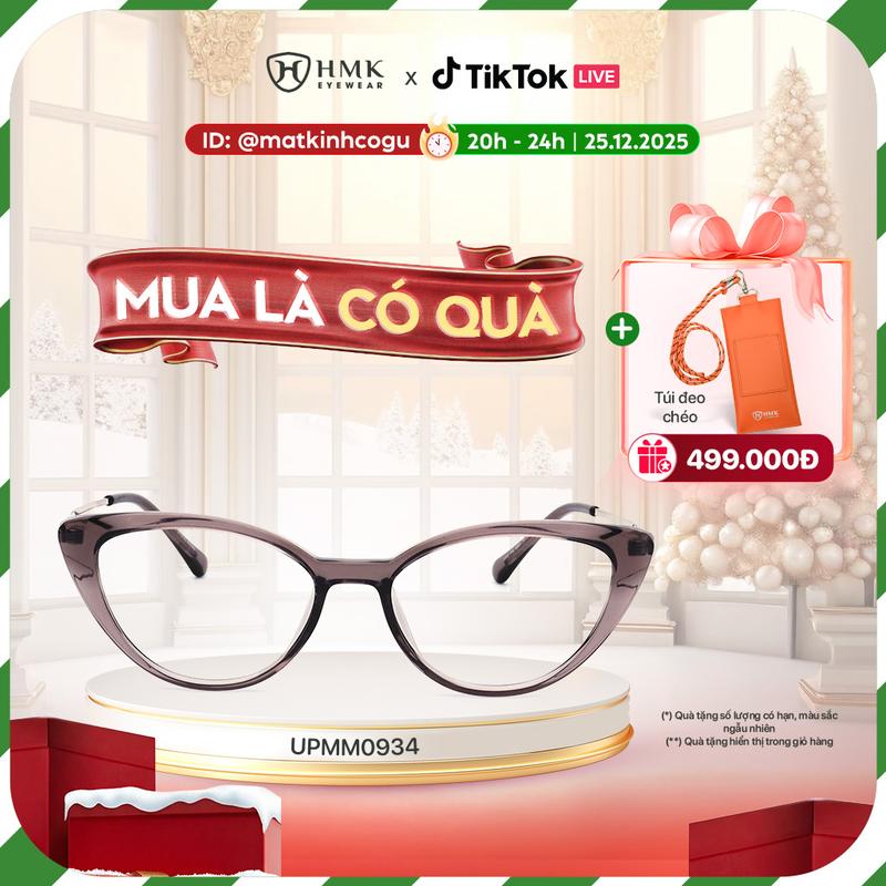  Gọng Kính Cận HMK Eyewear Mắt Mèo Nhựa Phối Kim Loại Chắc Chắn Bền Dẻo Phù Hợp Nhiều Dáng Mặt - UPMM0934 