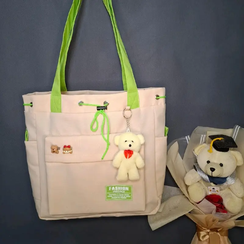 Tas Totebag Wanita Tas Jinjing Bahan canvas Original Totebag Serut Totebag Tas  Selempang kuliah Kerja Terbaru Kekinian 4