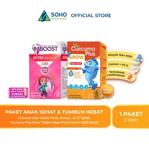 Paket Anak Sehat dan Tumbuh Hebat - Imboost Extra Kids 21 Tabs + Curcuma Plus Grow Tablet 20 Tabs
