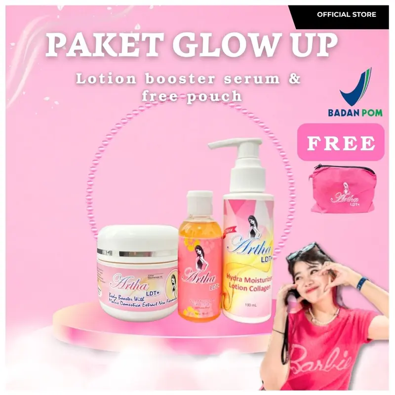 [ARTHA LDT] SPECIAL PROMO - PAKET GLOW UP SERUM ( lotion + booster + aha body serum) FREE POUCH 0