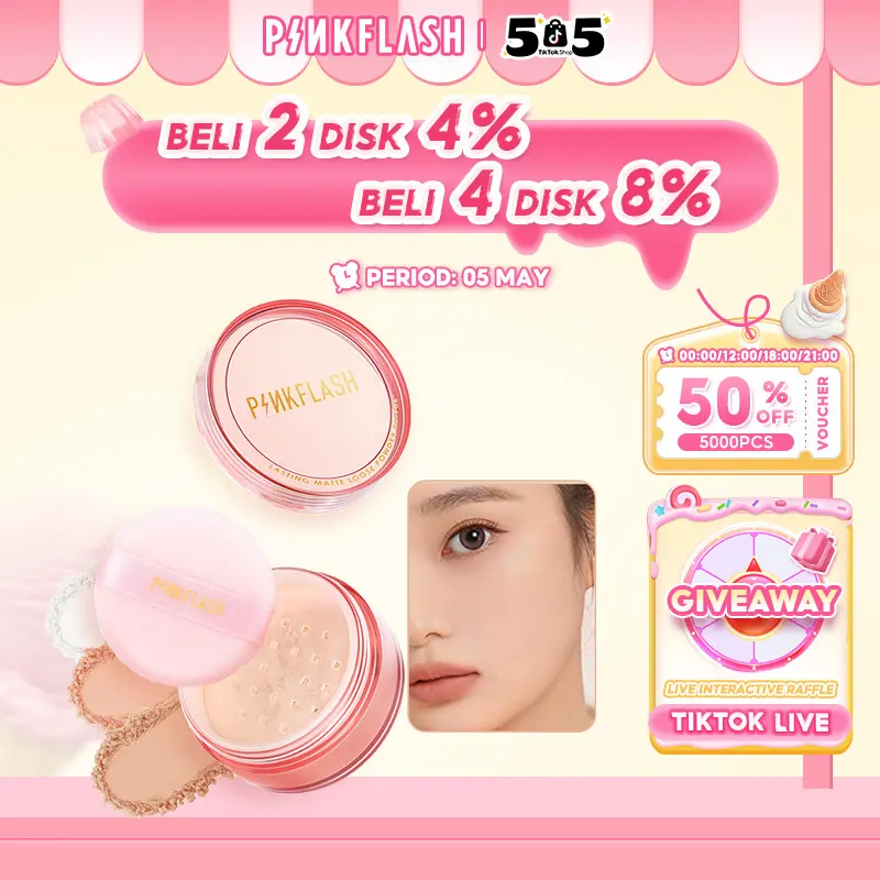 [Official] PINKFLASH # OhMyself  Pengontrol Minyak Matte Loose Powder  Tahan air Oil Kontrol minyak Tahan sepanjang hari 3Colors PFF06 berminyak cover Hitam Wajah