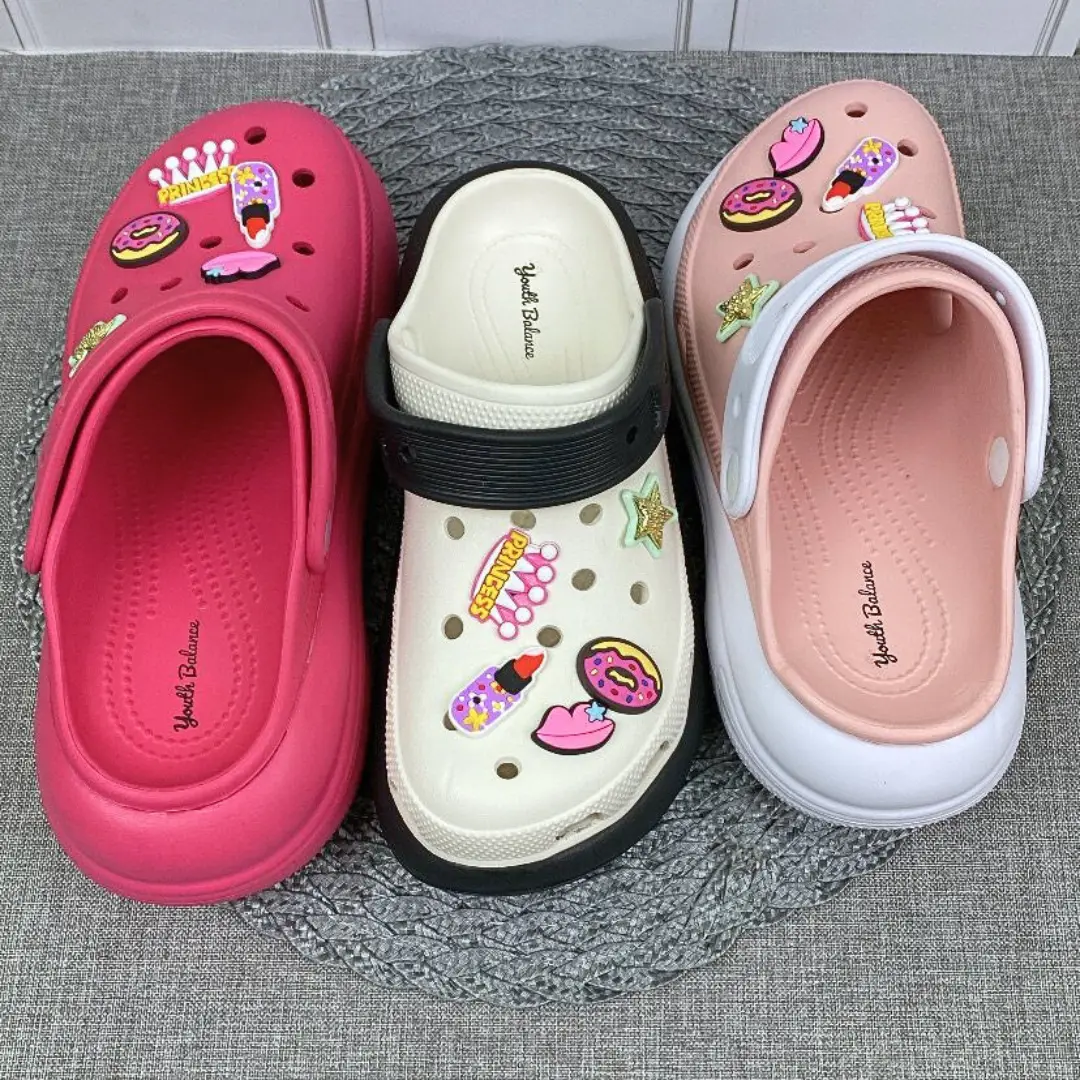 AURELIO] - Sandal Baim Wedges Wanita Jibbitz Barbie Tinggi 7 Cm Anti Slip & Anti Licin Karet Sendal