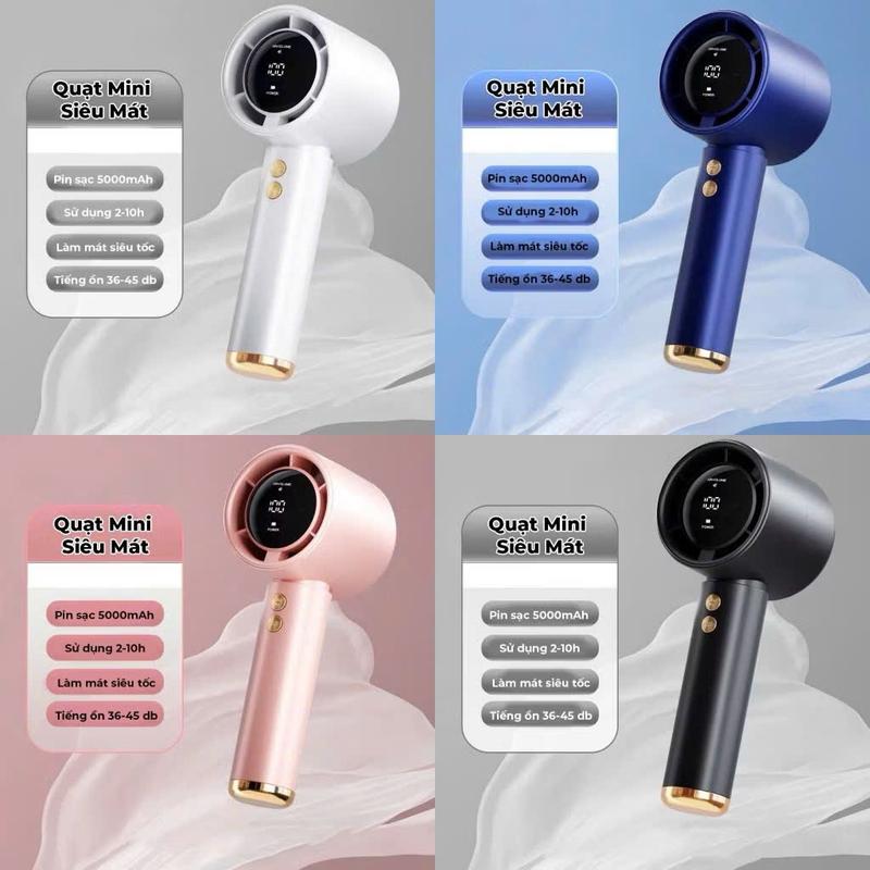 Quạt cầm tay, mini 100 Mức Gió Màn Hình Led Hiện Thị, Quạt Tích Điện Pin Dung 3000 mAh Lượng Lớn
