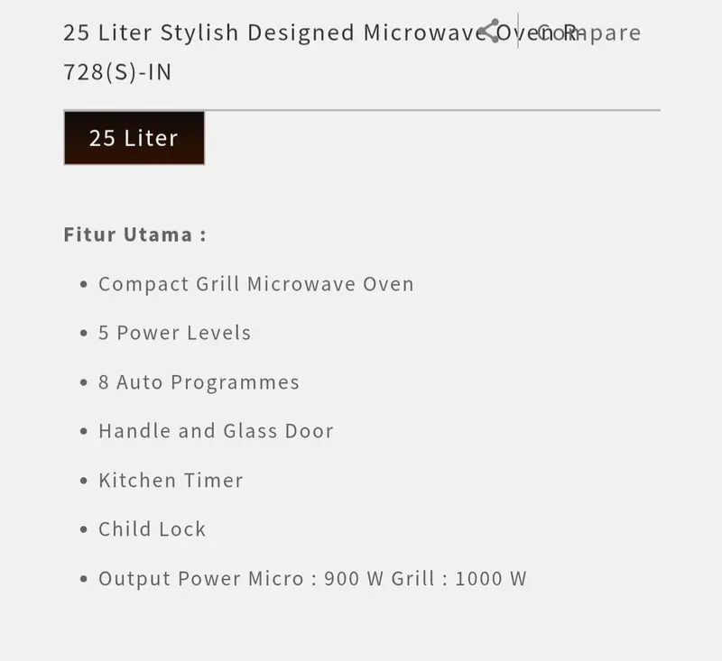 SHARP R728IN Microwave 25 Liter R-728 1