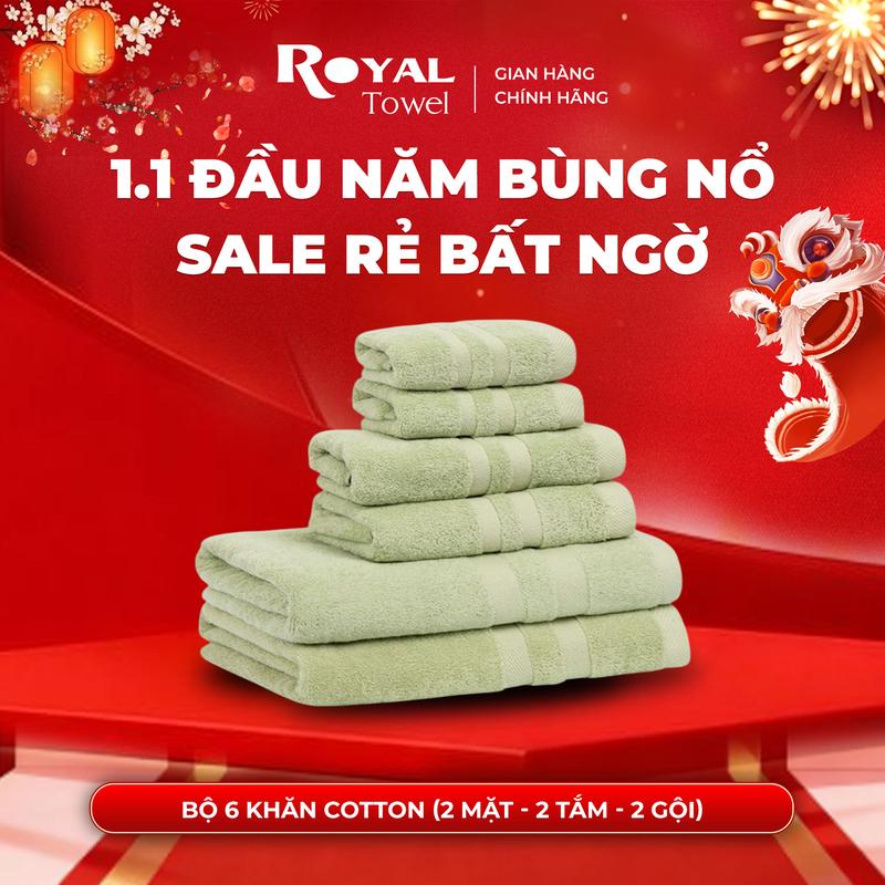 Combo 6 khăn tắm gội mặt - 2 mặt 2 gội 2 tắm 60x120 không đổ lông không ra màu mềm và thấm hút Dùng Cho Nhà Tắm Của Gia Đình Spa Khách Sạn