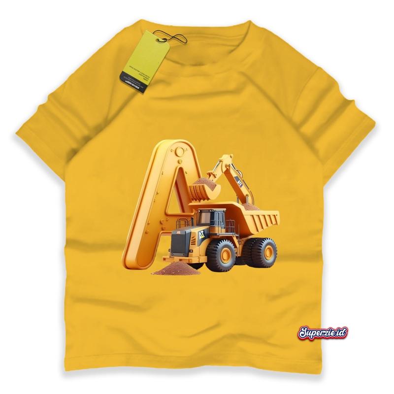 Superzie Baju kaos anak Laki laki 4-13 Tahun Motif Kendaraan alat berat Beko 3 Dimensi 3D DT04 Katun adem 30s 3