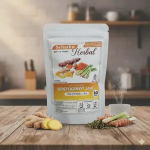 Teh Serai Kunyit dan Jahe : tea isi 30 tea bag /Teh Rimpang SEHATKUHERBAL / Minum Rempah/ Teh Diet Detox / Teh Jahe Sereh kunyit