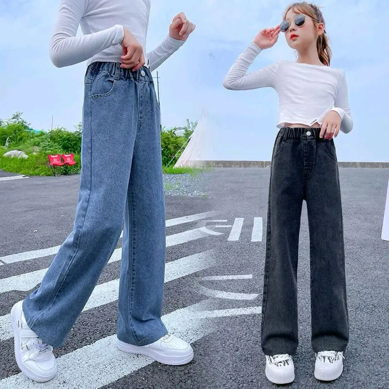 Celana Jeans Kids Denim Palazzo Fashion Kulot Anak Perempuan Remaja Cargo Usia 7-13 Tahun 6