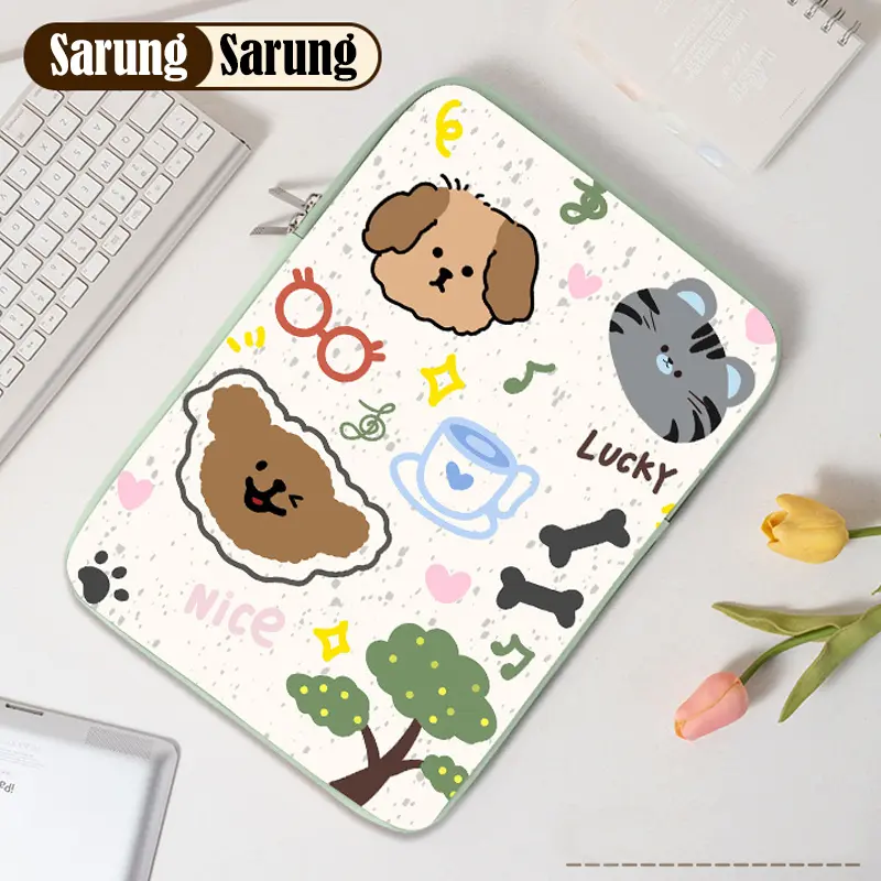 New Sarung Laptop Dan Tablet 12 13 14 Inch 2 Slot Karakter Lucu 6