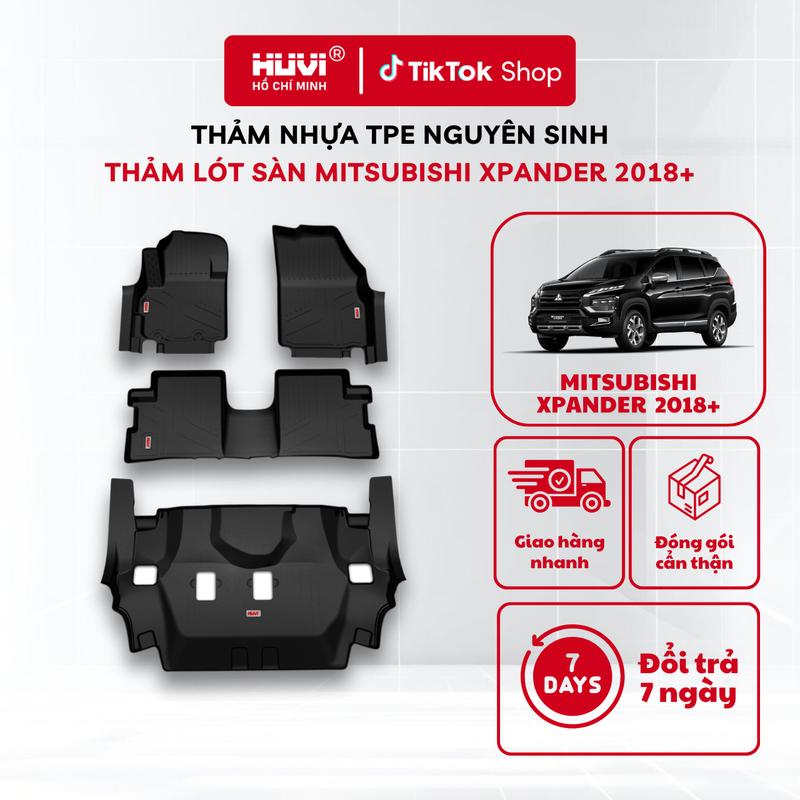   HUVI  Thảm lót sàn Mitsubishi Xpander  2018-Hiện Tại  nhựa TPE hút nguyên khối quét 3D tràn viền chính hãng HUVI Việt Nam 