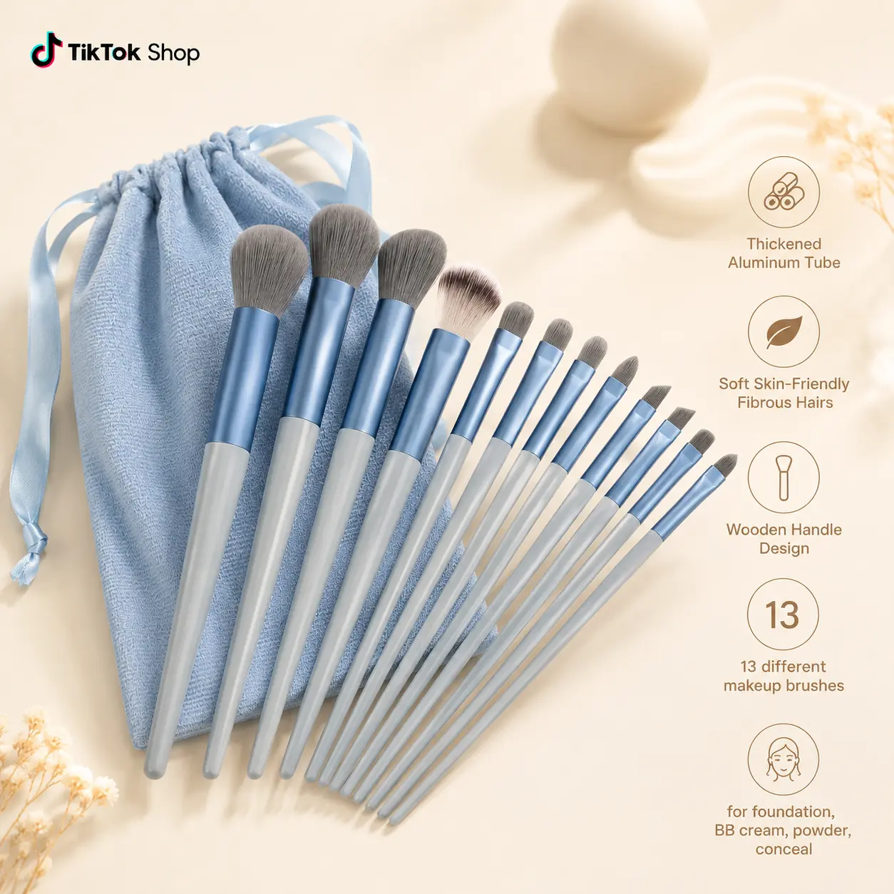 [TERLARIS]  13PCS Kuas Set Make up Brush Kecantikan Set Bulu Lembut 0122 Blender Wajah