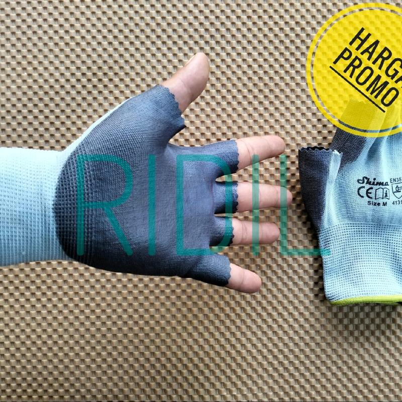 sarung tangan kerja 1pasang/2pcs pro master jari kain nylon jari lapis karet palm fit anti slip 3