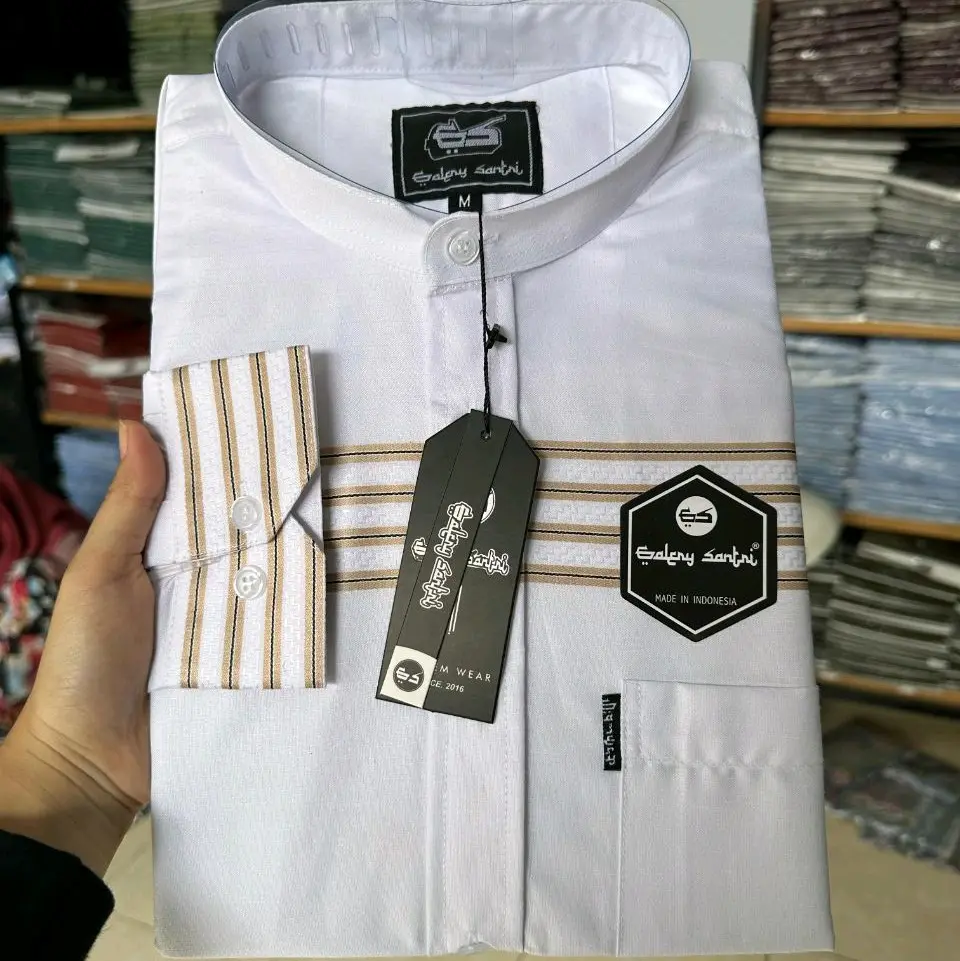 Galery Santri Baju Kemko Kemeja Koko Muslim Pria Motif Songket Lengan Panjang Slimfit Kerah Sanghai Model Terbaru