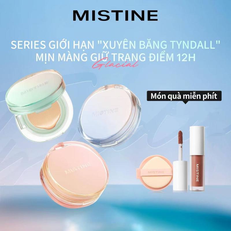   COD MISTINE Tyndall Tinh Chất Mềm Kem Nền Dạng Lỏng Kem Che Khuyết Điểm Dưỡng Ẩm Lâu Trôi Hiệu Ứng Trang Điểm Lì Thích Hợp Cho Da Khô   Da Dầu 13g*2 Quà tặng miễn phí   son môi mẫu vừa*1 + Mascara 2g*1 