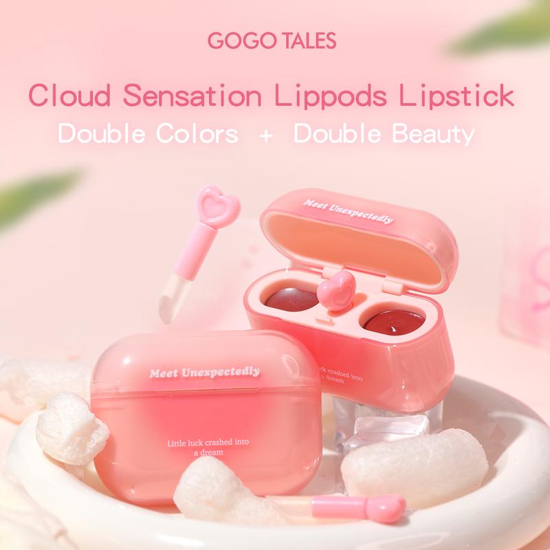 [BPOM]GOGO TALES LipPods Lipstik Cloud Sense Dual Colour Lipcream Lip Matte Velvet Lipstick Lip Tint Anak Sekolah Make Up Lip Gloss Bibir GT621 2
