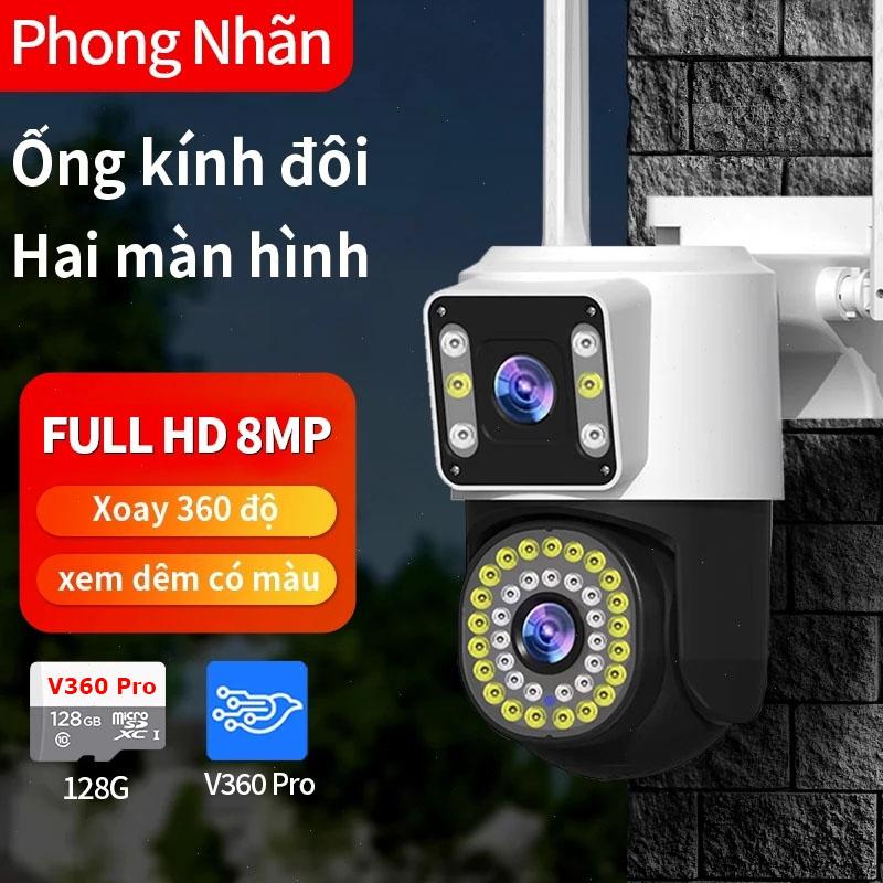 Camera V360 Pro 2Mắt FHD 1080P Wifi 42LED xoay 360 độ hỗ trợ đàm thoại 4G cho an ninh ngoài trời camera năng lượng mặt trời 360 độ cam 2 mắt ngoài trời
