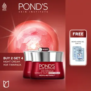 [BUY 2 GET 4] Pond's Age Miracle Night Cream 9gr Twinpack FREE Biome Hydra Gel 2gr x 2