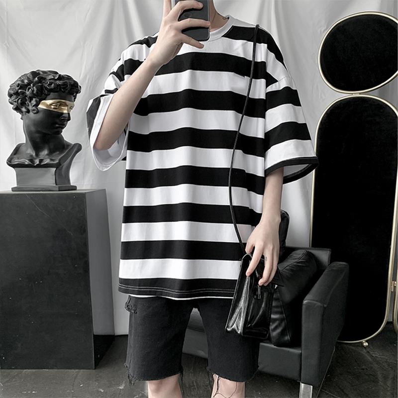 Product Introduction of Vintage striped T-shirt men's clothing Korean-style comfortable fine cloth fashion unisex clothes 18