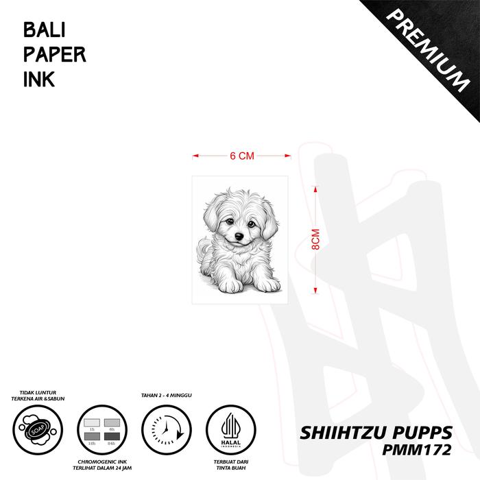 Gambar Bali Paper Ink Tato  Premium  SHIH ZU PUPPIES  PMM172 Stiker Tatto Tubuh Temporary 8cm x 6cm Kualitas Premium dari Bali Paper Ink Kota Denpasar Tokopedia