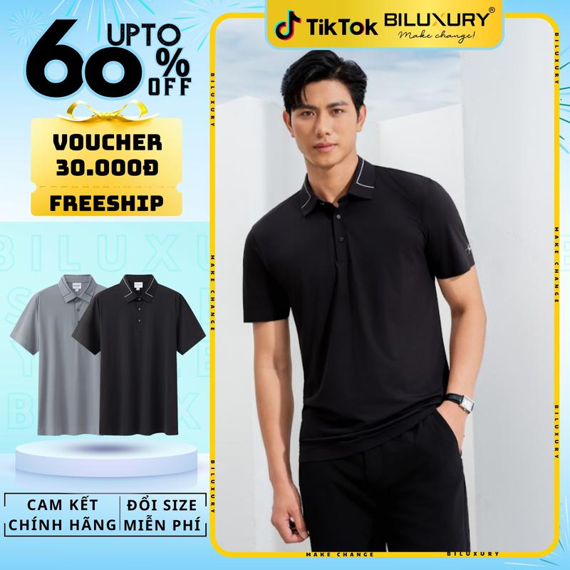 Áo Polo Biluxury Cao Cấp  8APCB406 Mềm Nhẹ, Thoáng Mát Thấm Hút Mồ Hôi Form Slimfit Ôm vừa phần tay và phần thân áo giúp tôn dáng Nam Menswear Shirt
