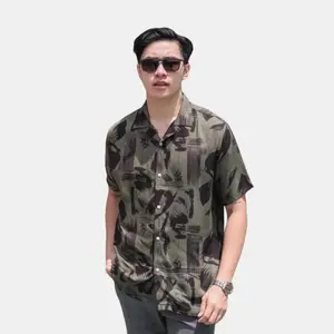 MUST Kemeja Hawaii Pantai Unisex Lengan Pendek Motif Printing Abstrak Vintage Casual Shirt Bahan Katun Rayon Viscose Premium Nyaman