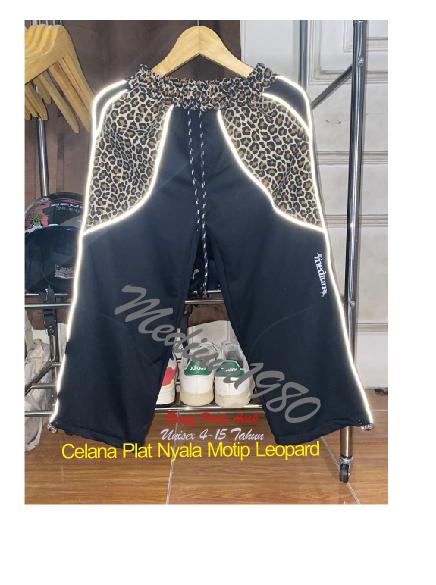 Celana Skena Baggypants Terbaru Motif Leopard Plat Nyala/Reflektif Unisex Anak Laki-Laki/Perempuan Usia 4-15 Tahun Premium Medium1980