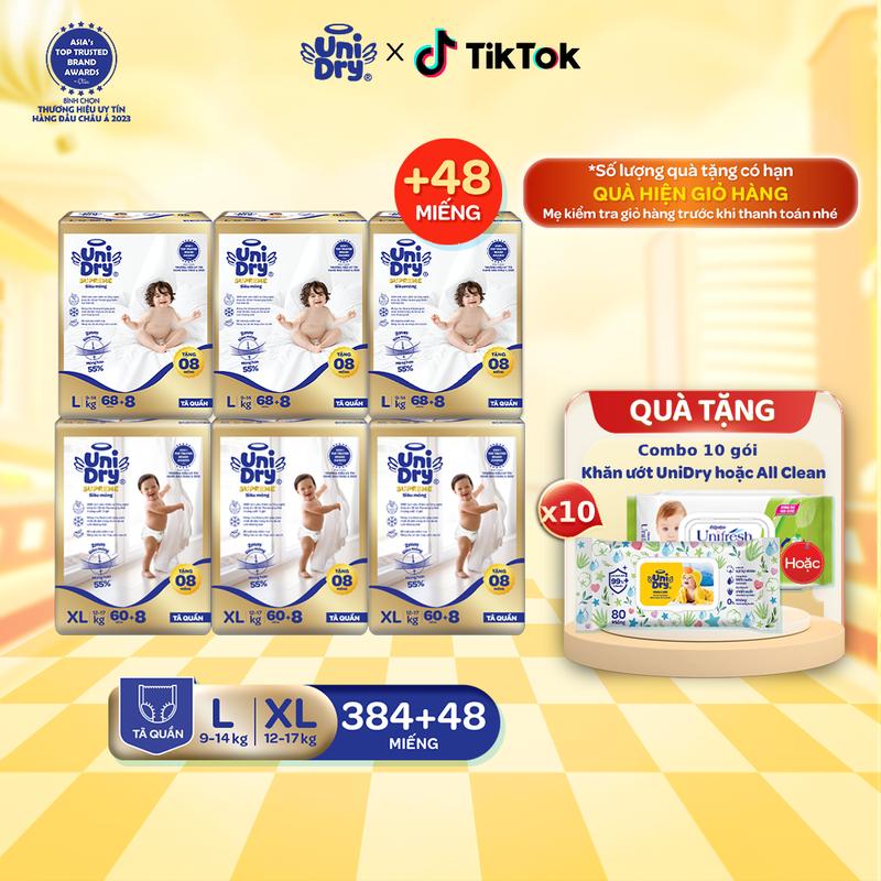 Combo 6 Tã quần UniDry Siêu mỏng Supreme size M L XL XXL + 48 miếng