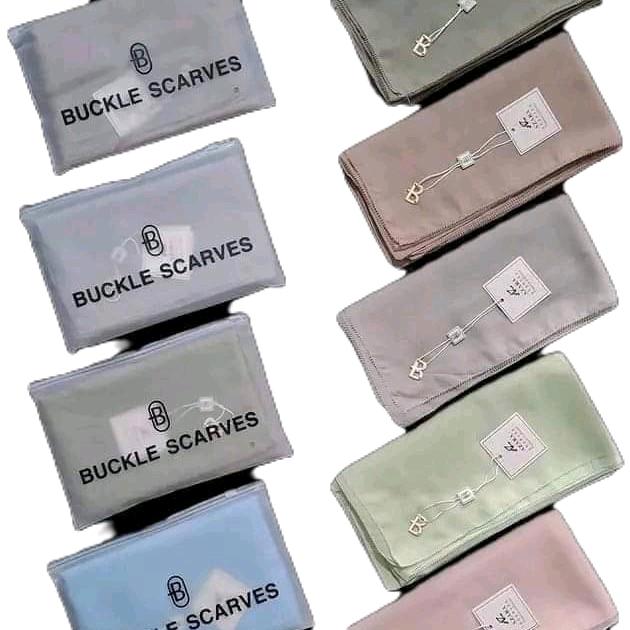HIIAB BUCKLE SCARVES POLOS FREE POUCH Jilbab Segi Empat Metal Logo Muslim 0
