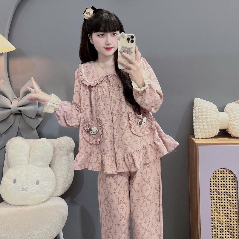 Hello Kitty + Thỏ Cà Rốt Túi áo Siêu Phẩm cao cấp 2025 chất vải Đũi Vân Mây xinh vải mặc thoải mái dễ chịu form rộng rộng dành cho người thích mặc rộng 44- 64 Kg Đùi dưới 58cm