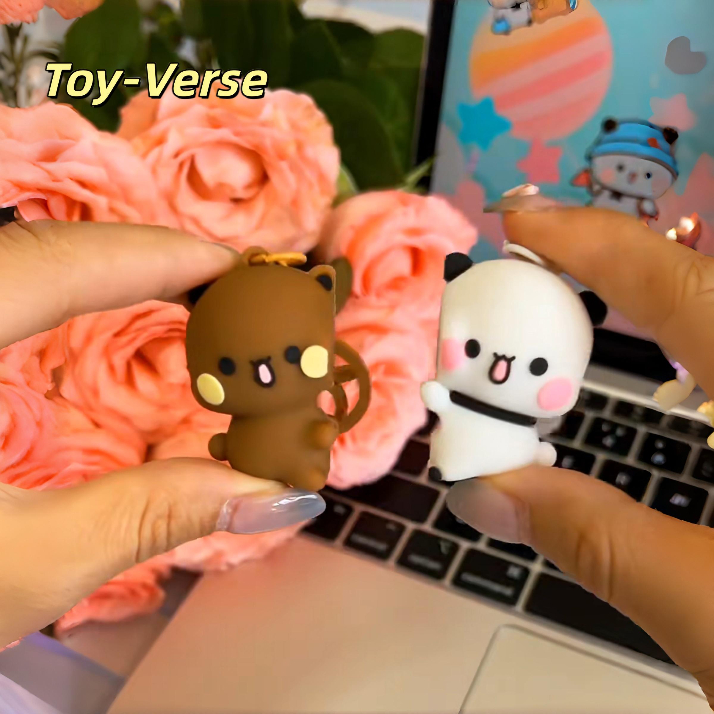 Toy-Verse 2pcs Bubu Dudu Gantungan Kunci Couple Magnetik Lucu Beruang Romantis Aksesori Kunci Pasangan Hadiah Ideal Teman dekat Gantungan Tas Sekolah Menggemaskan Keychain Lucu