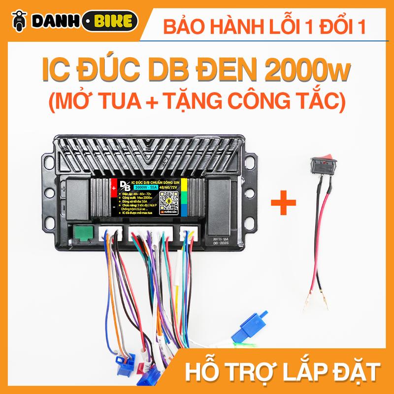 BẢN NÂNG CÂP IC Đúc DB Đen 2000w Có Nút P | Mở Tua Sẵn | 60V - 72V| Dòng Xả 55A | IC Chuẩn Sóng Sin | Đi Êm | BO ĐIỀU KHIỂN XE ĐIỆN