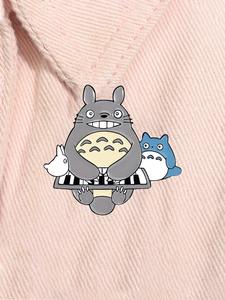 Broche de anime de personaje Totoro de esmalte, aventura fantástica, periferia de animación, broche de aleación, insignia para mochila, accesorios de moda, joyería, regalo para amigos
