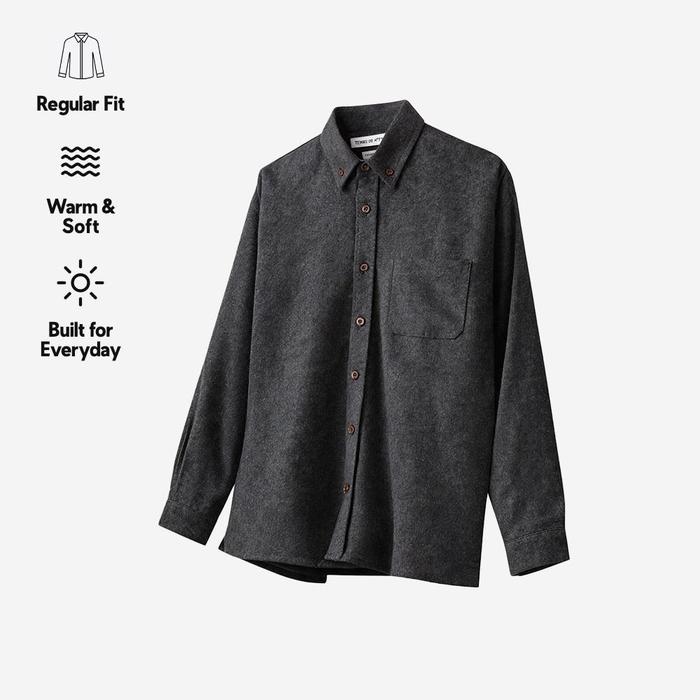 Gambar TENUE Kemeja Flannel Buttondown Lengan Panjang - Solid Dark Charcoal - M dari Tenue de Attire Kota Administrasi Jakarta Selatan Tokopedia