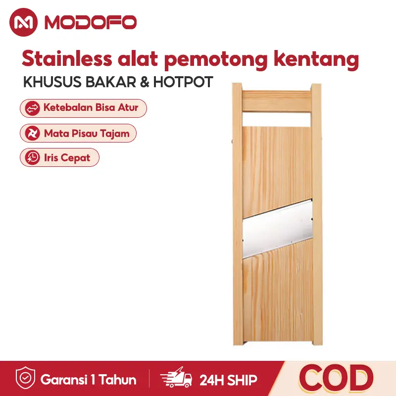 MODOFO Pengiris Bawang Merah Kentang Pemotong Sayur Pengiris Serbaguna Pemotong Bawang Alat Pengiris Kayu Solid Dorong-Tarik ORI
