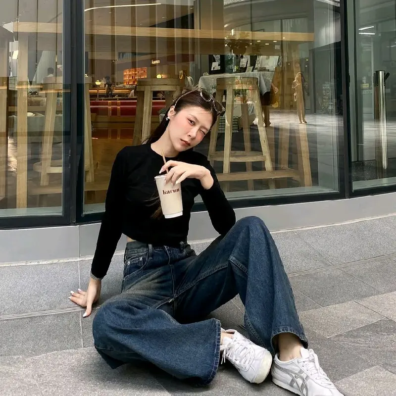 (UNISEX) Celana Kulot Jeans Retro Baggy Jeans Loose Panjang 2