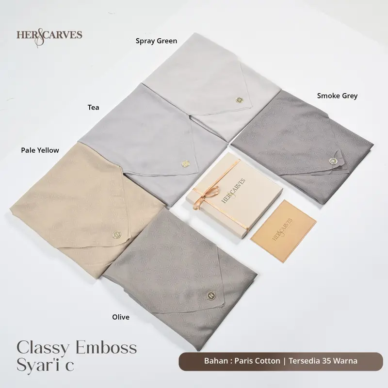 Classy Emboss Syari Hers - Kerudung Hijab Segi Empat Polos Syari Box Premium by HerScarves - Ecer (1pcs) 6