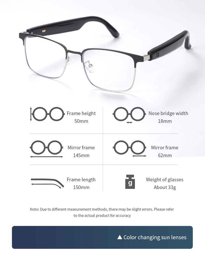 Product Introduction of GS06 Smart Glass with Voice Assistant, Built-in Speaker, and Mic, Photochromic Blue Light Filtering Lenses, Open Ear UV Protection Bluetooth Sunglasses for Sport 20