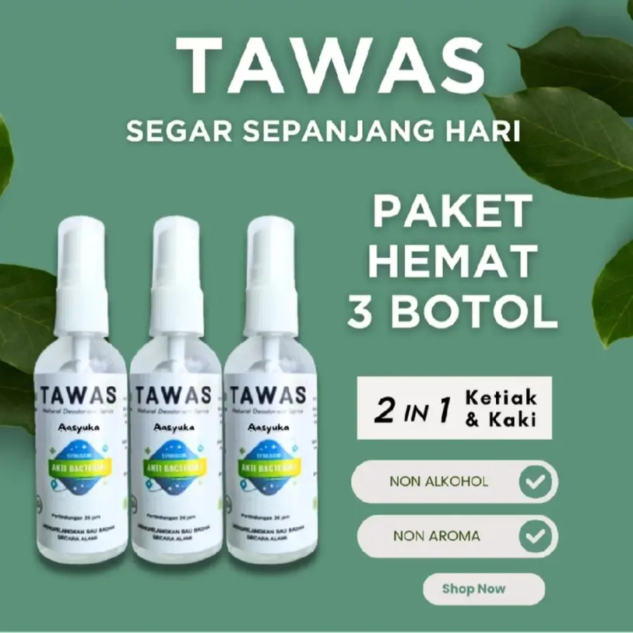 Promo paket hemat 3 Botol Deodorants Tawas Spray Aasyuka 60 ml organik anti-keringat Bau Deodorants deospray