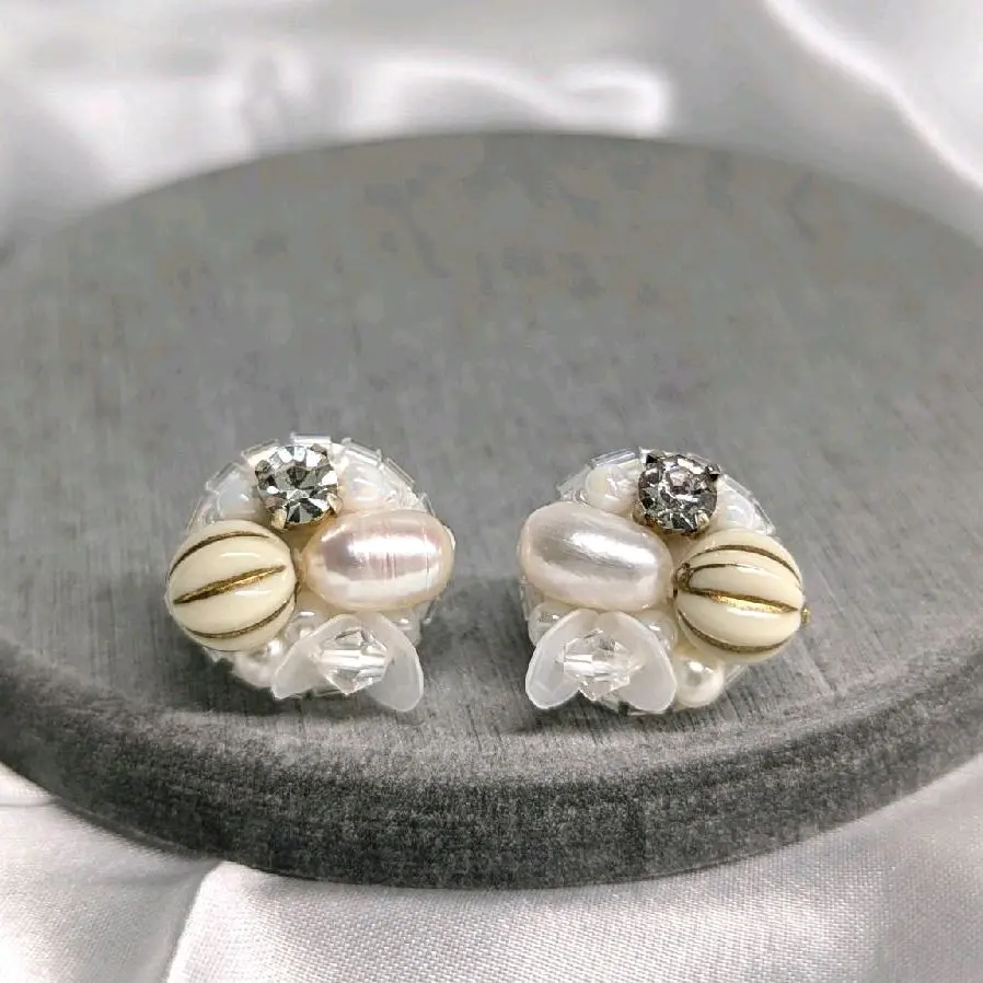 [S925 Earrings] Dahlia x Polar Ice (Size: Classic) - Handsewn Sequin Earrings statement jewelry 925 silver